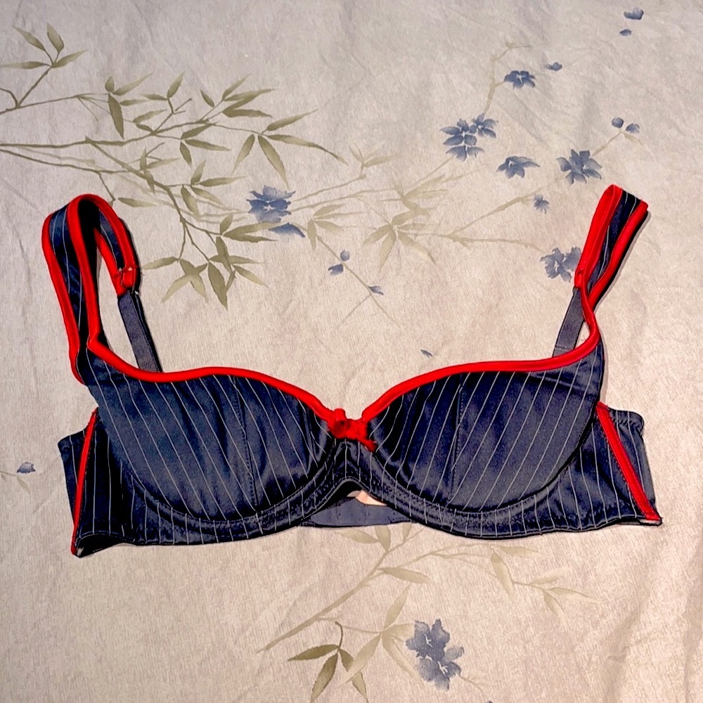 Rare Y2K Agent Provocateur Cardini vintage satin pinstripe demi bra